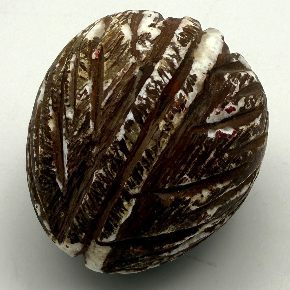Alabaster Stone Fruit Walnut Realistic Nut Hand Carved Natural Seed Dark Brown